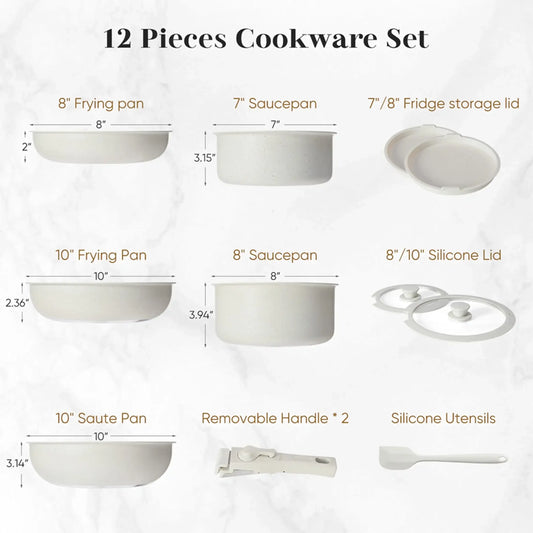 12pcs Non-Stick Cookware Set, Pots