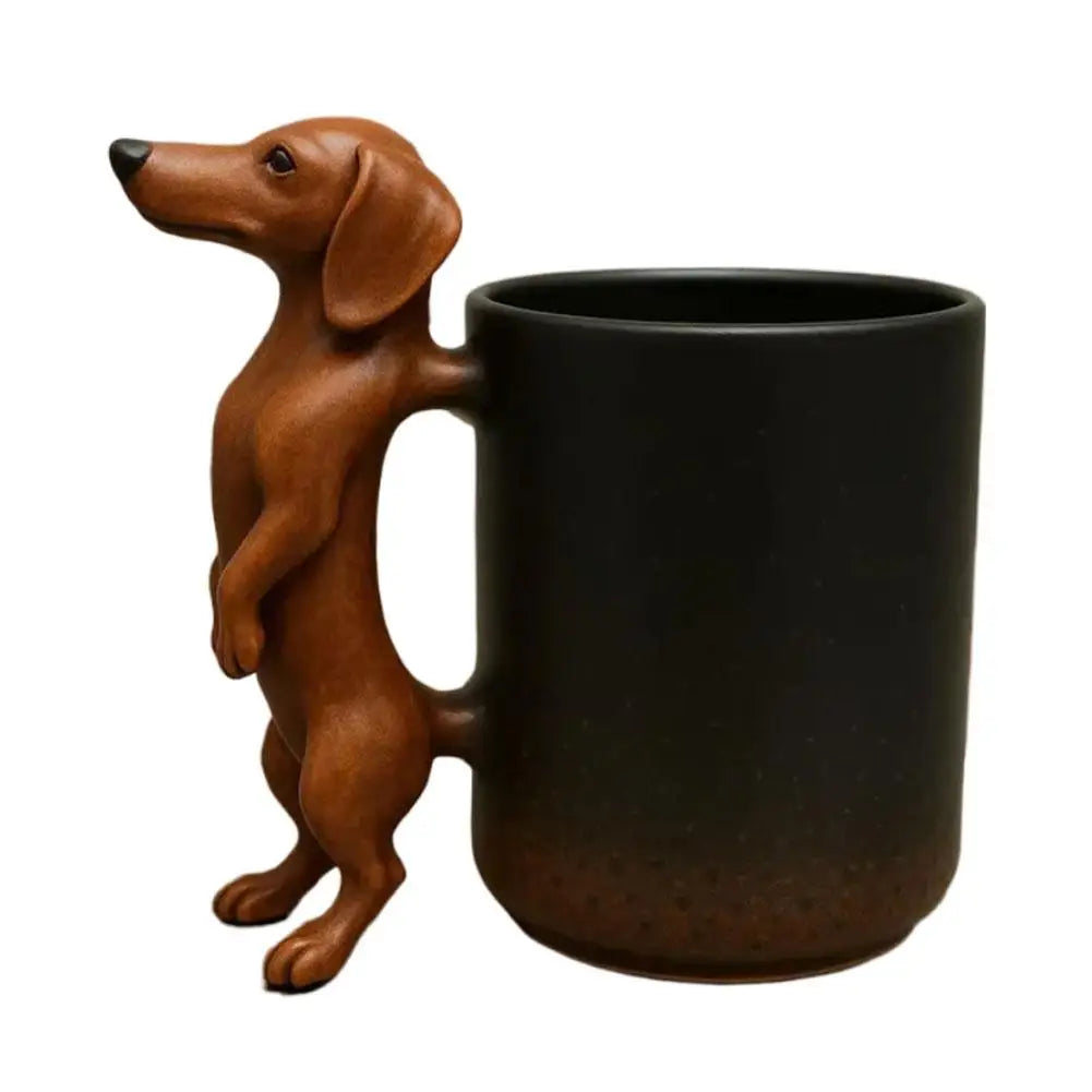 Cute Dog Handle Ceramic Mug Large Capacity Creative Dog Handle