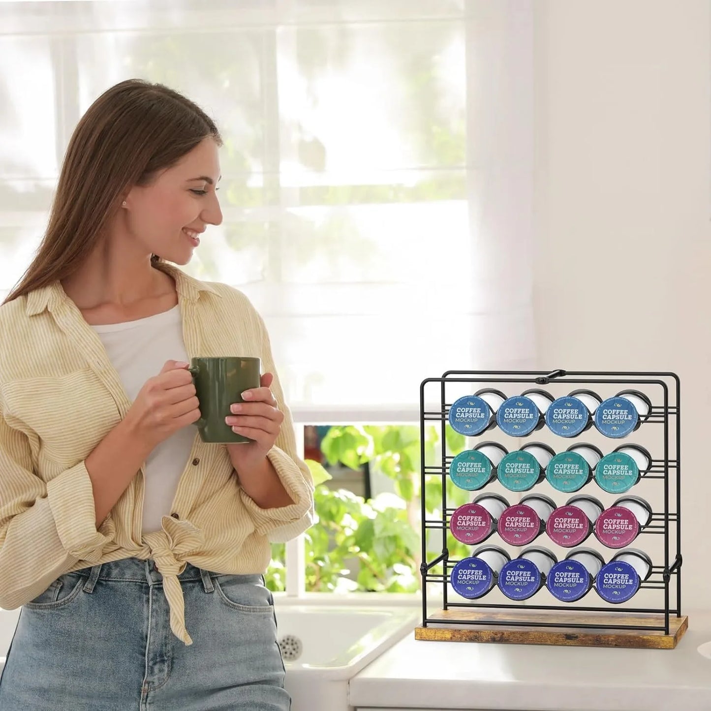 K Cup Holder Modern Coffee Pod Holder Stand Metal Coffee Pod