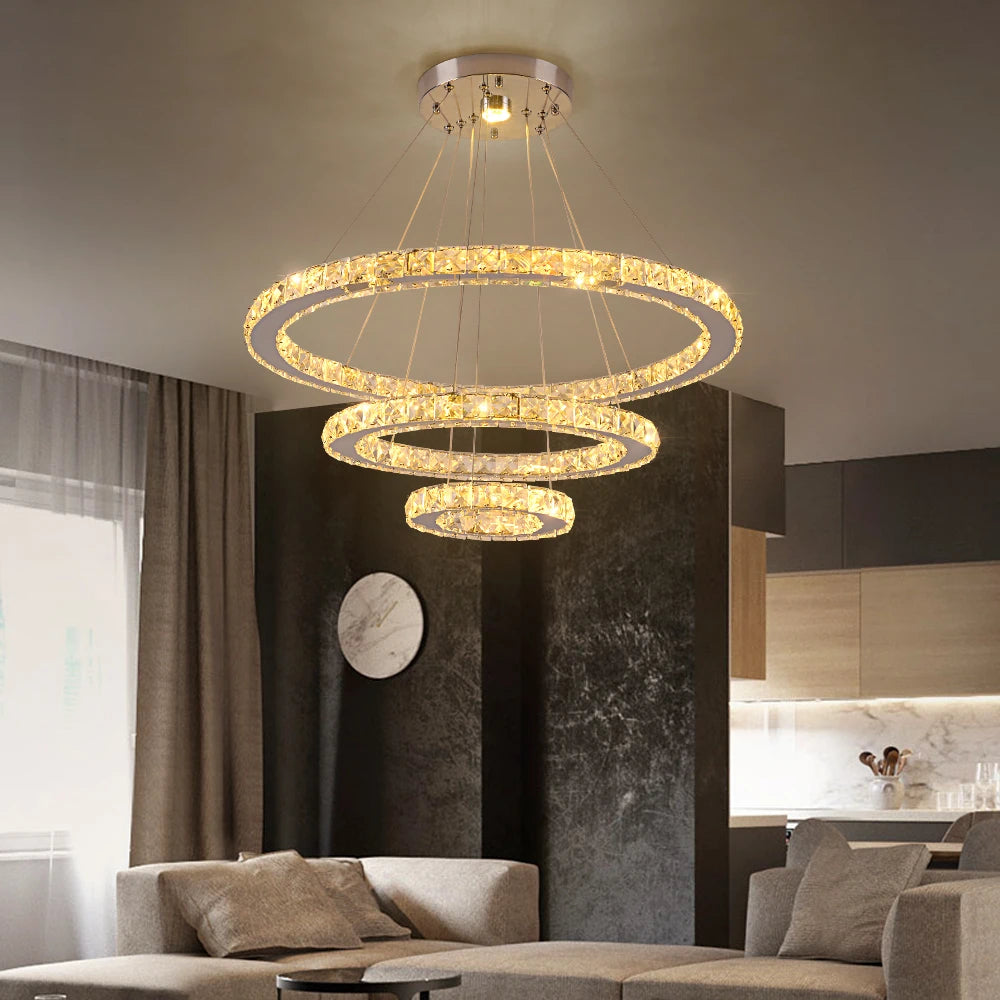 Luxury Crystal Modern Pendant Light DIY Ring