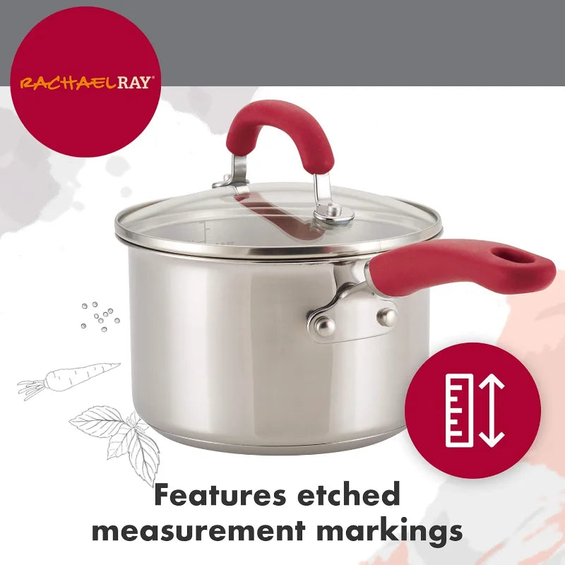 Rachael Ray Create Delicious Stainless Steel Cookware Set, 10-Piece