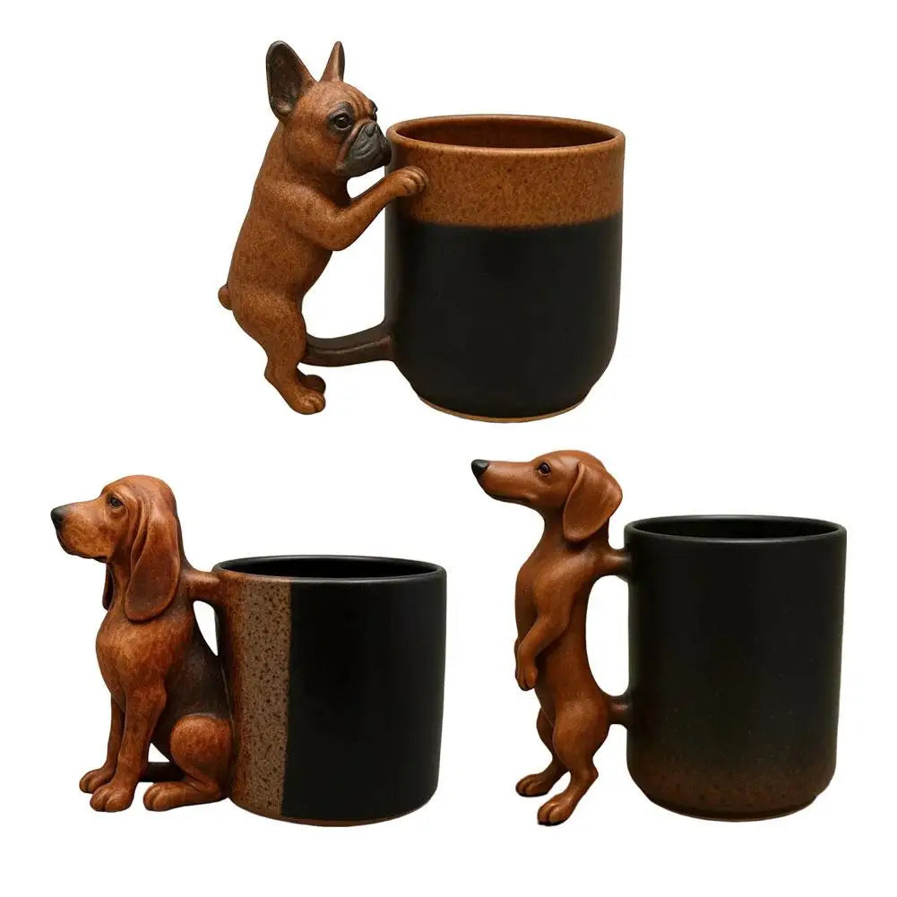 Cute Dog Handle Ceramic Mug Large Capacity Creative Dog Handle