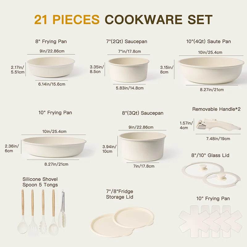 21 Piece Pots and Pans Set Non-Stick,