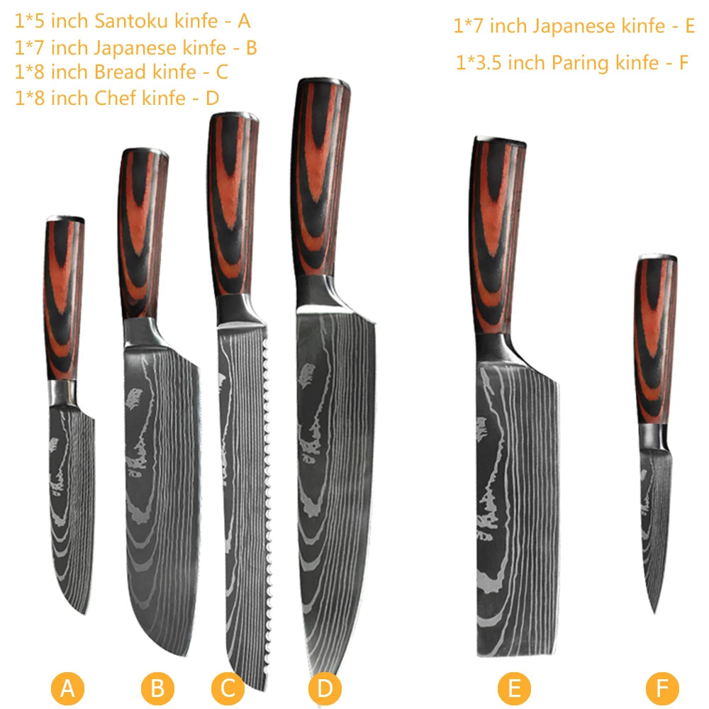 Chef knife 1-10 Pcs Set Kitchen Knives