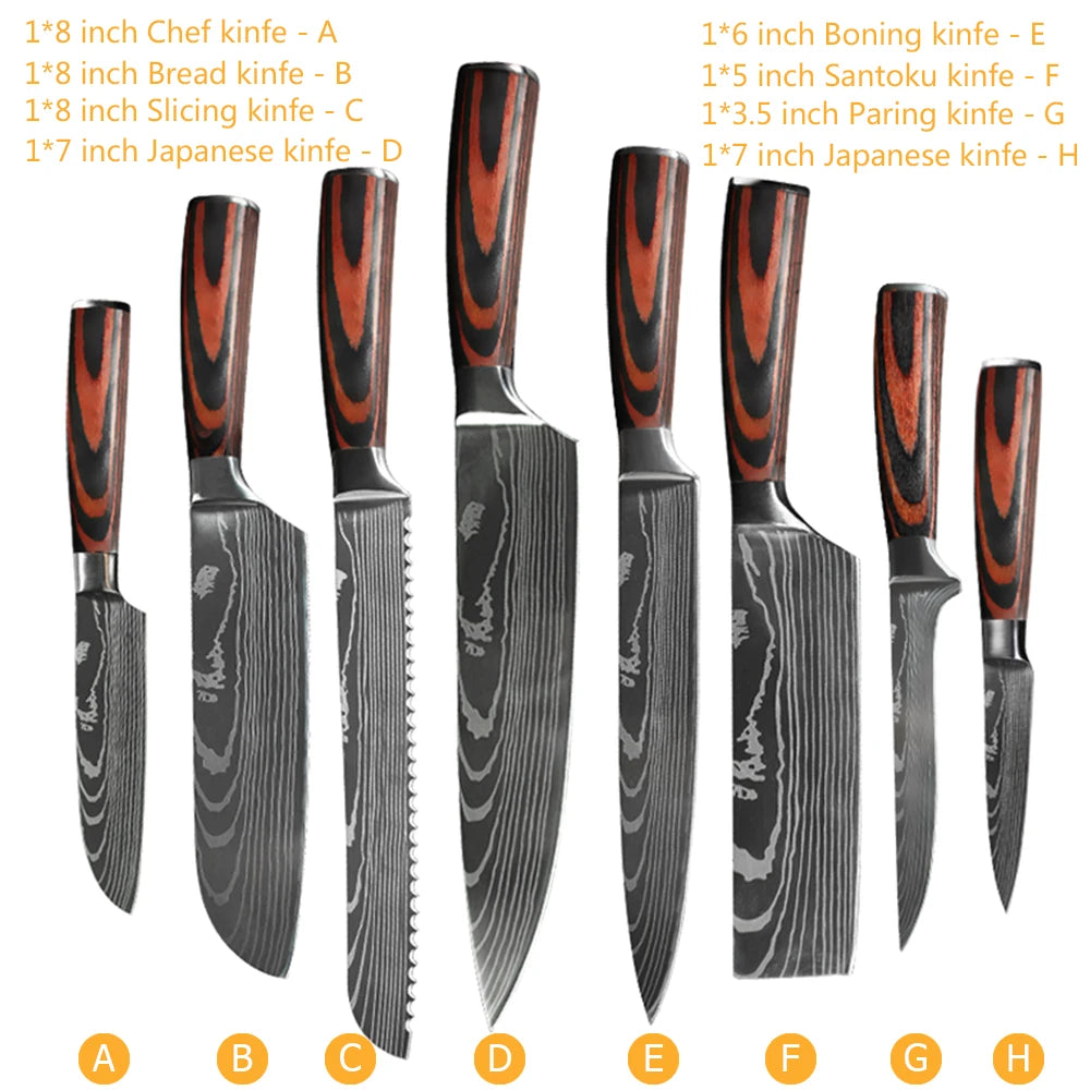 Chef knife 1-10 Pcs Set Kitchen Knives