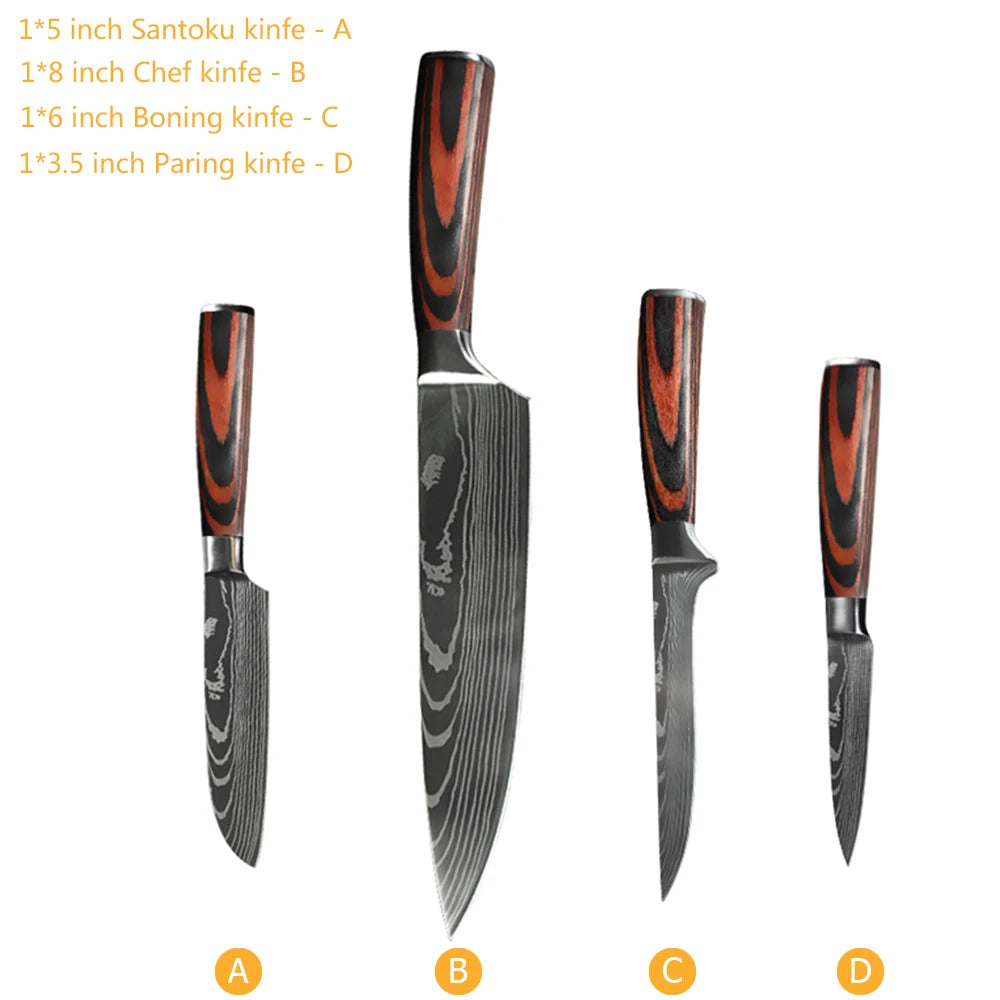 Chef knife 1-10 Pcs Set Kitchen Knives