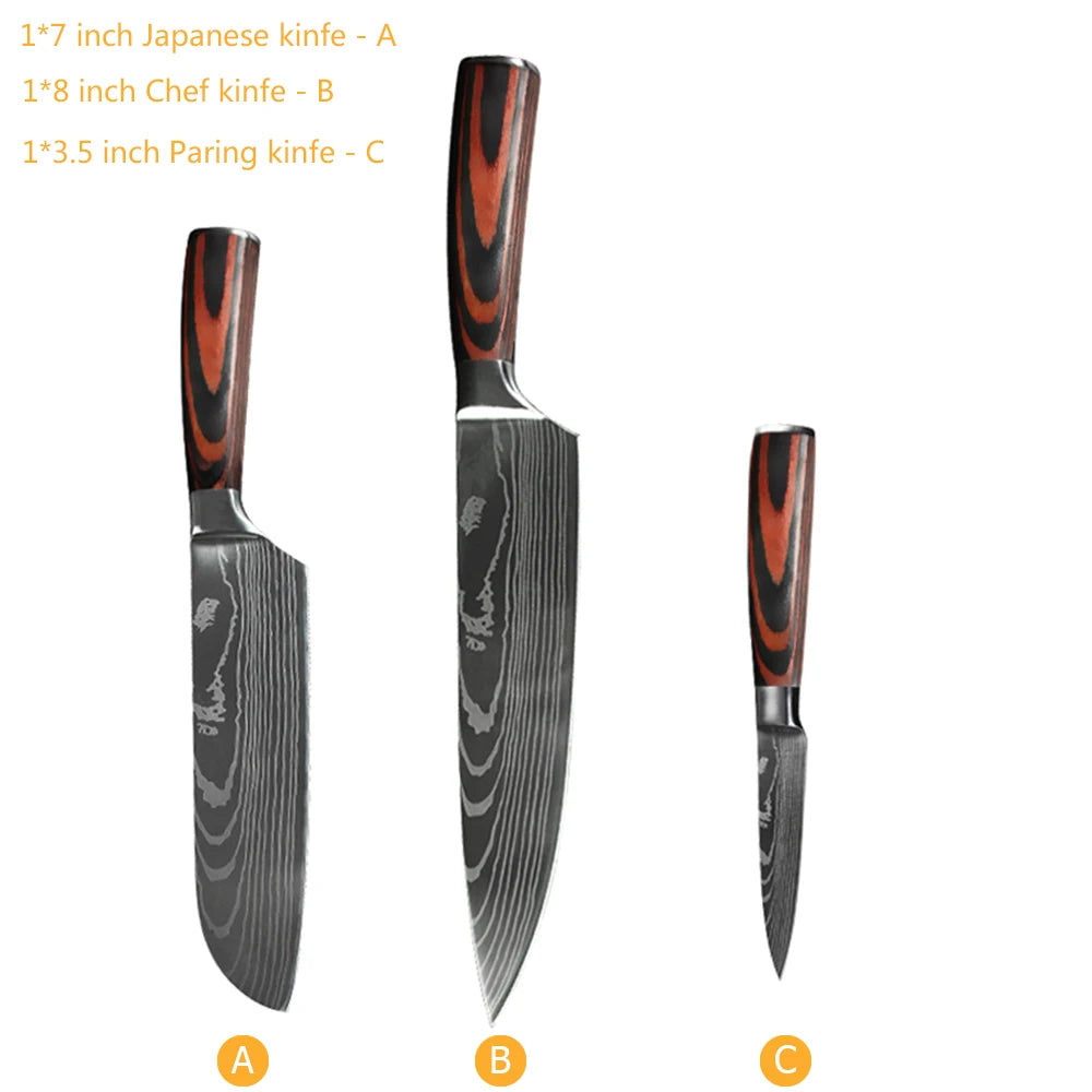 Chef knife 1-10 Pcs Set Kitchen Knives