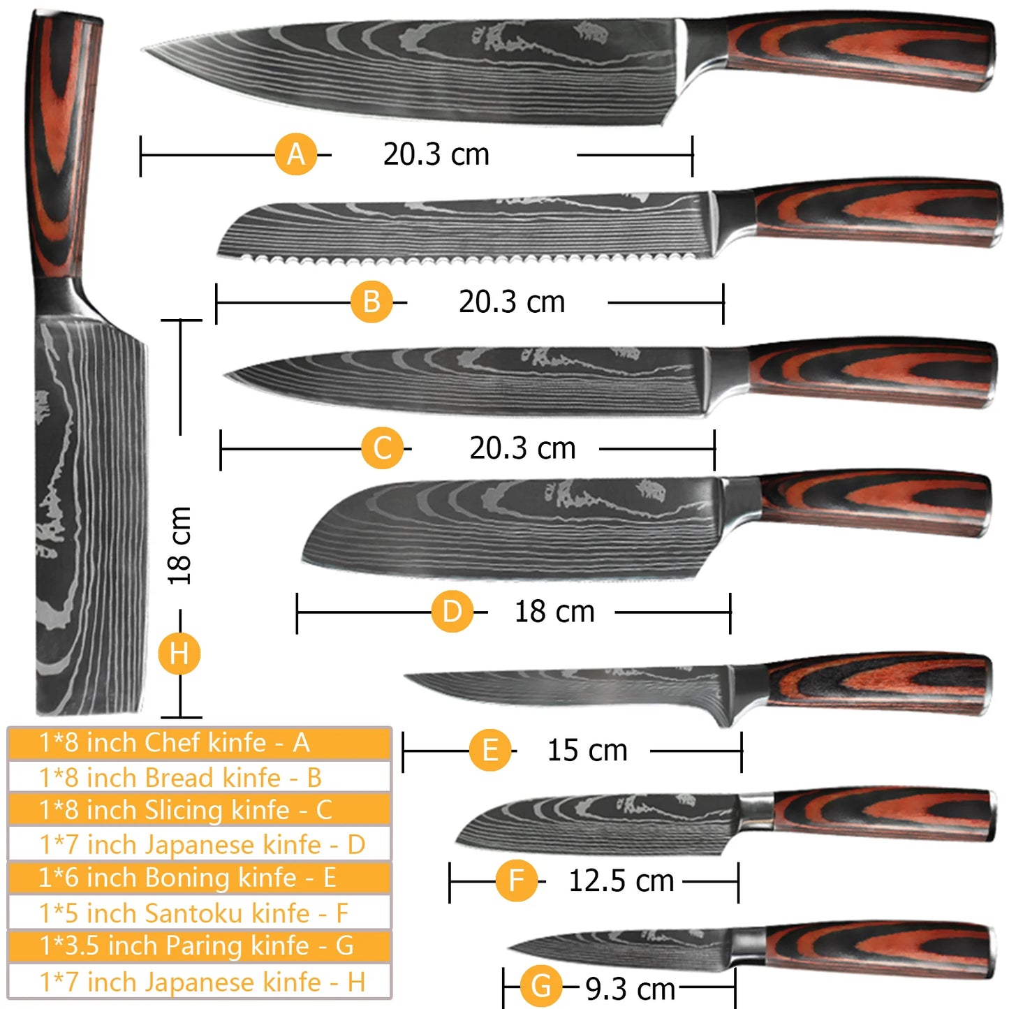 Chef knife 1-10 Pcs Set Kitchen Knives