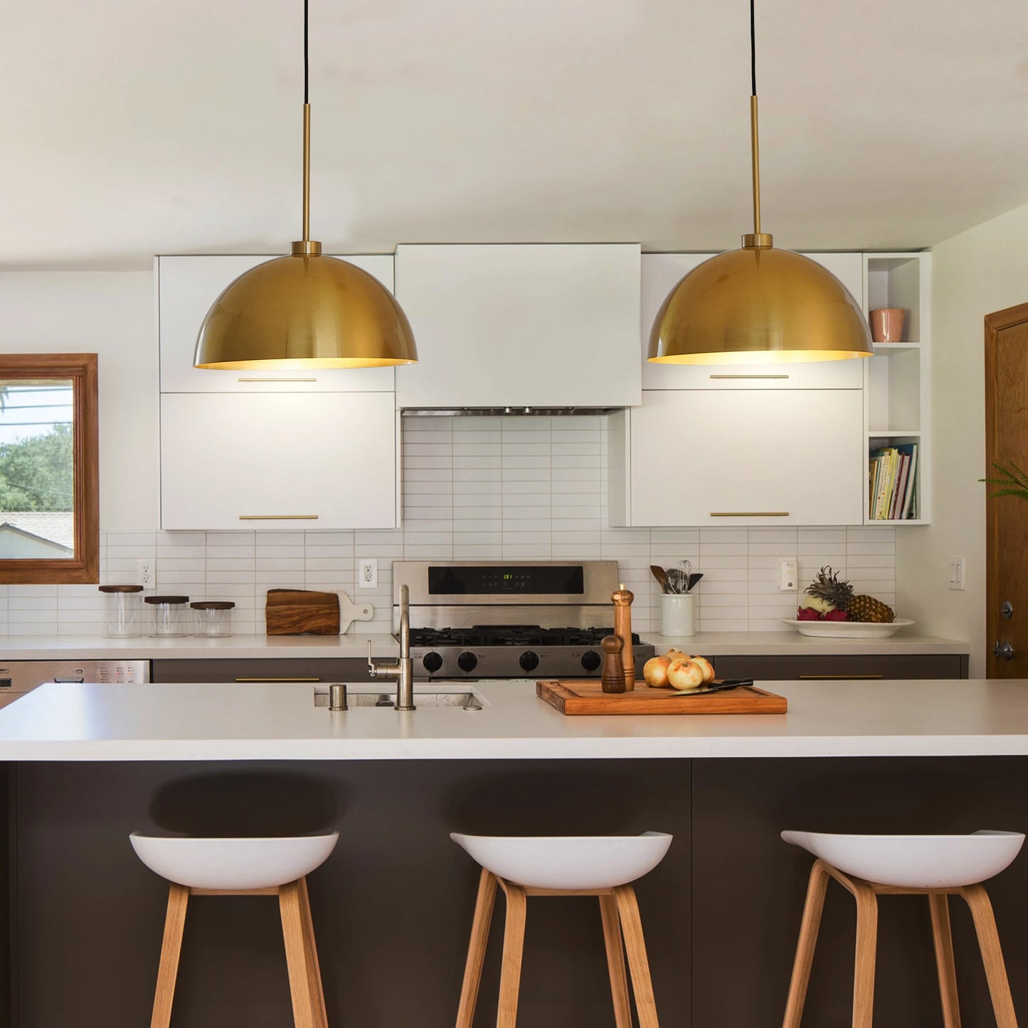 Industrial Modern Copper Color Double Pendant Light，