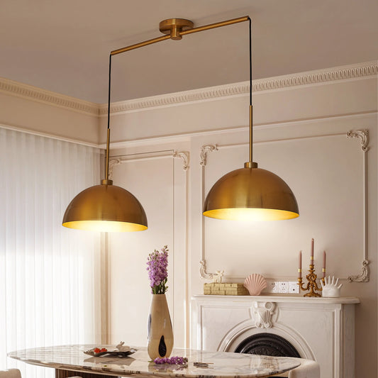 Industrial Modern Copper Color Double Pendant Light，
