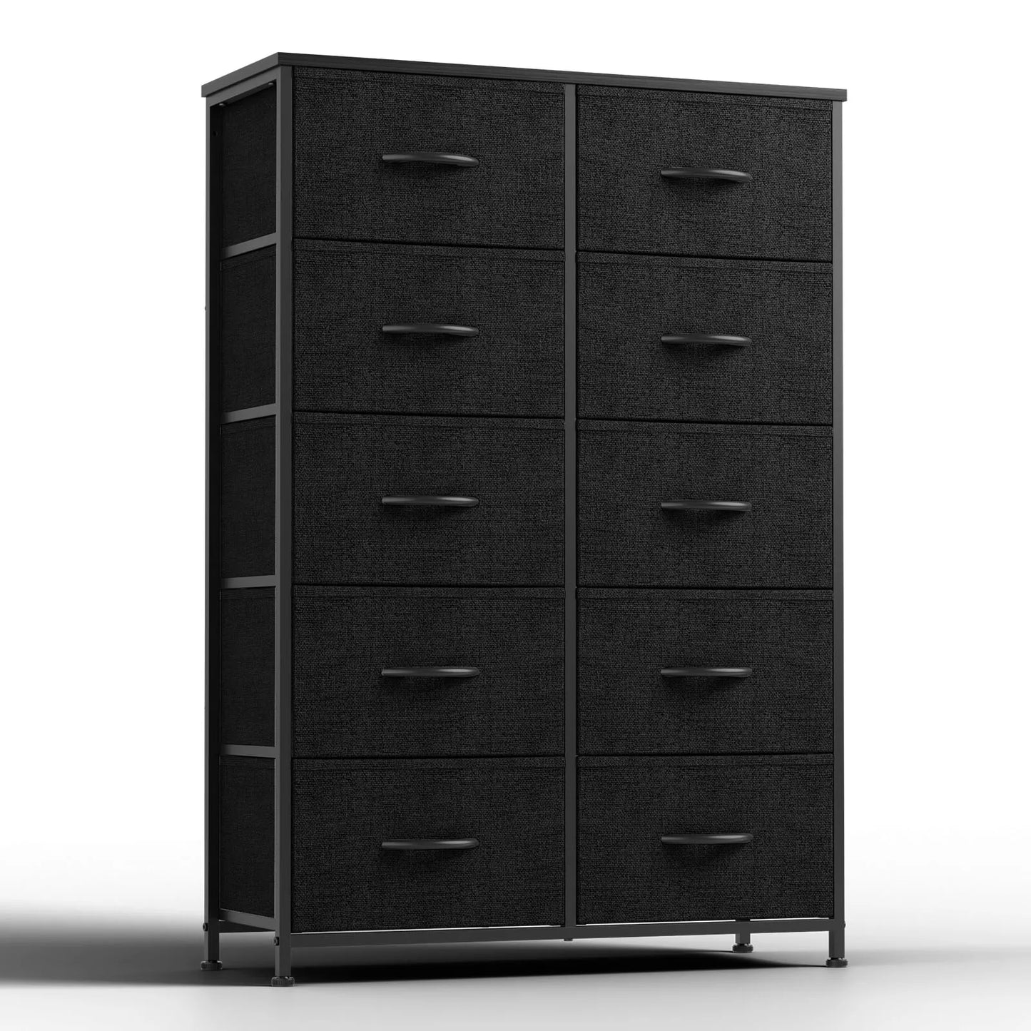 JHK Bedside Table For Bedroom With 10 Fabric Drawers