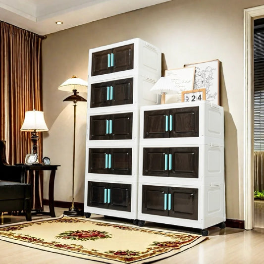 5-Tier Foldable Storage Organizer with 4 Swivel Wheels,