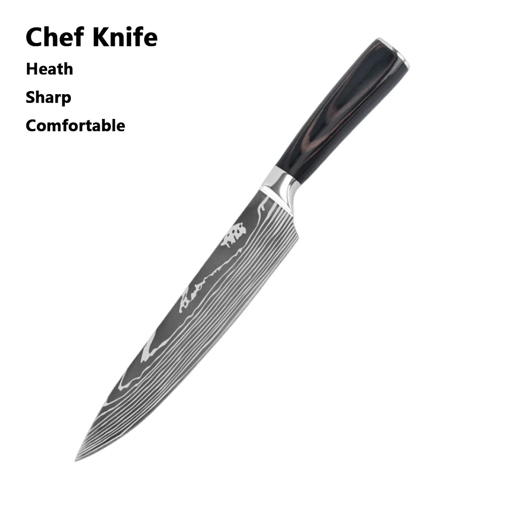 Chef knife 1-10 Pcs Set Kitchen Knives