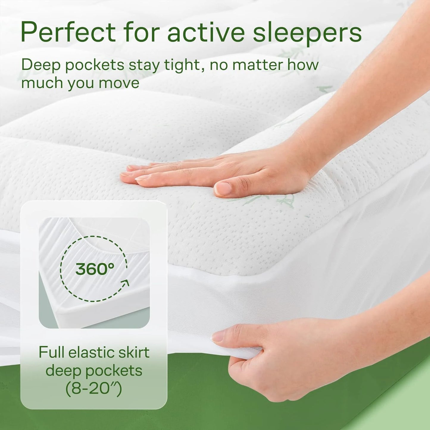 Ultra Soft Mattress Topper Aloe Pillow Top Quilted Fitted Mattress Cover