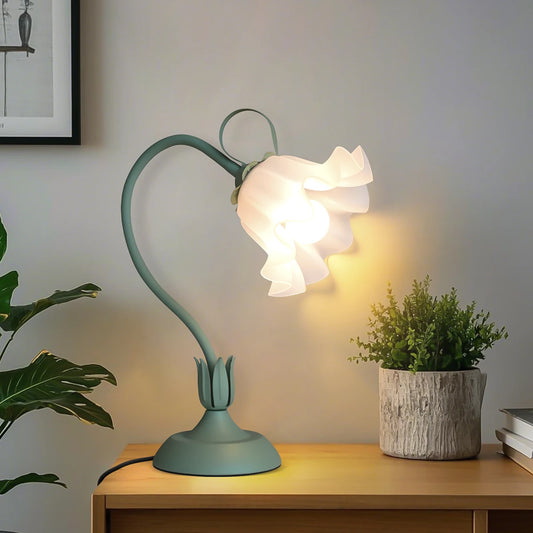 Vintage bedside lamp, flower lamp,