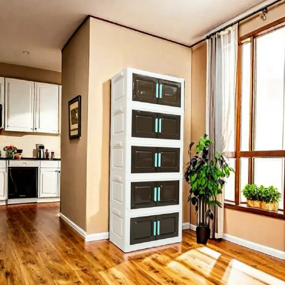 5-Tier Foldable Storage Organizer with 4 Swivel Wheels,