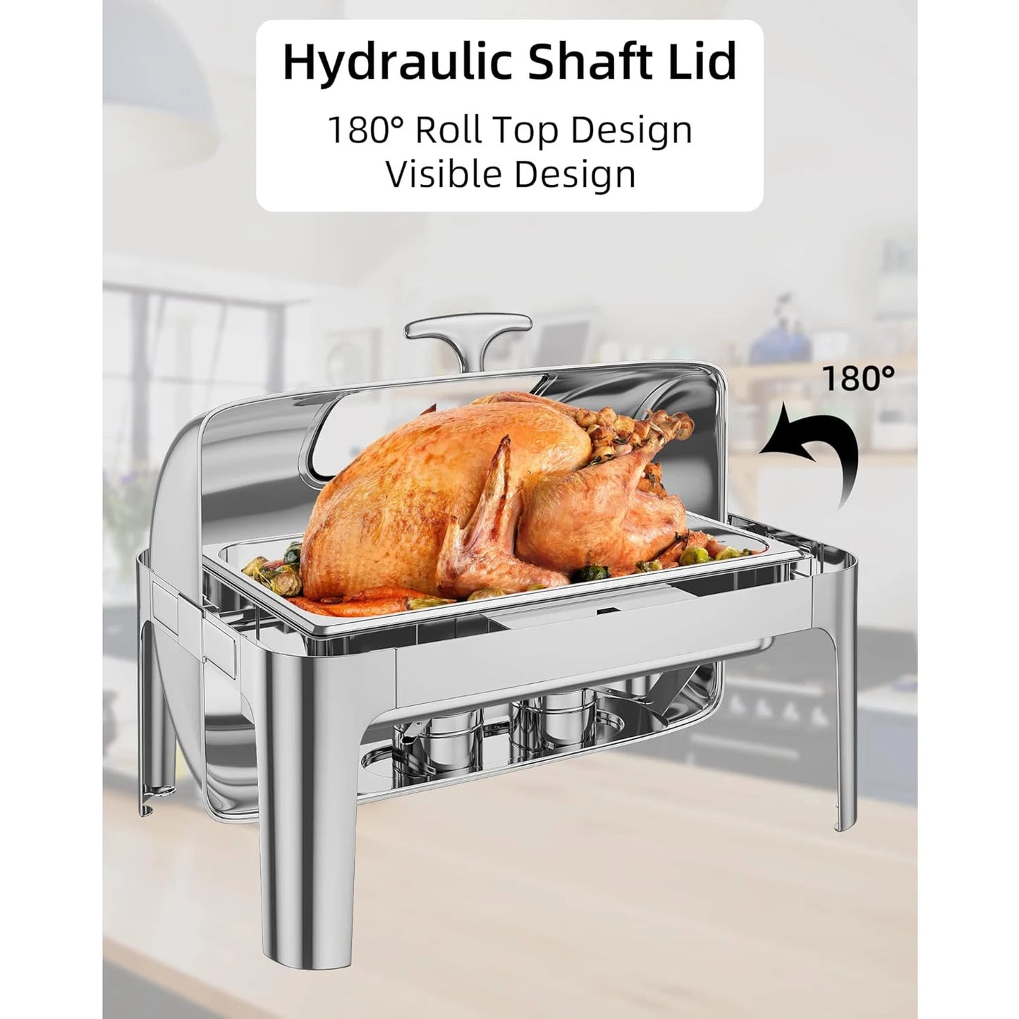 Chafing Dish 9QT Stainless Steel Roll Top