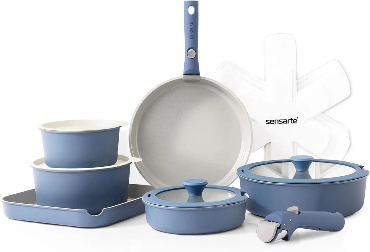 17 Piece Ceramic Pots and Pans Set, Nonstick