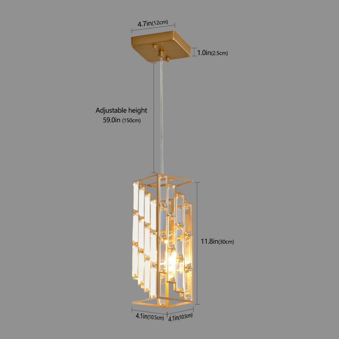 Modern Crystal Pendant Light - 3 Pack, Adjustable Hanging Ceiling