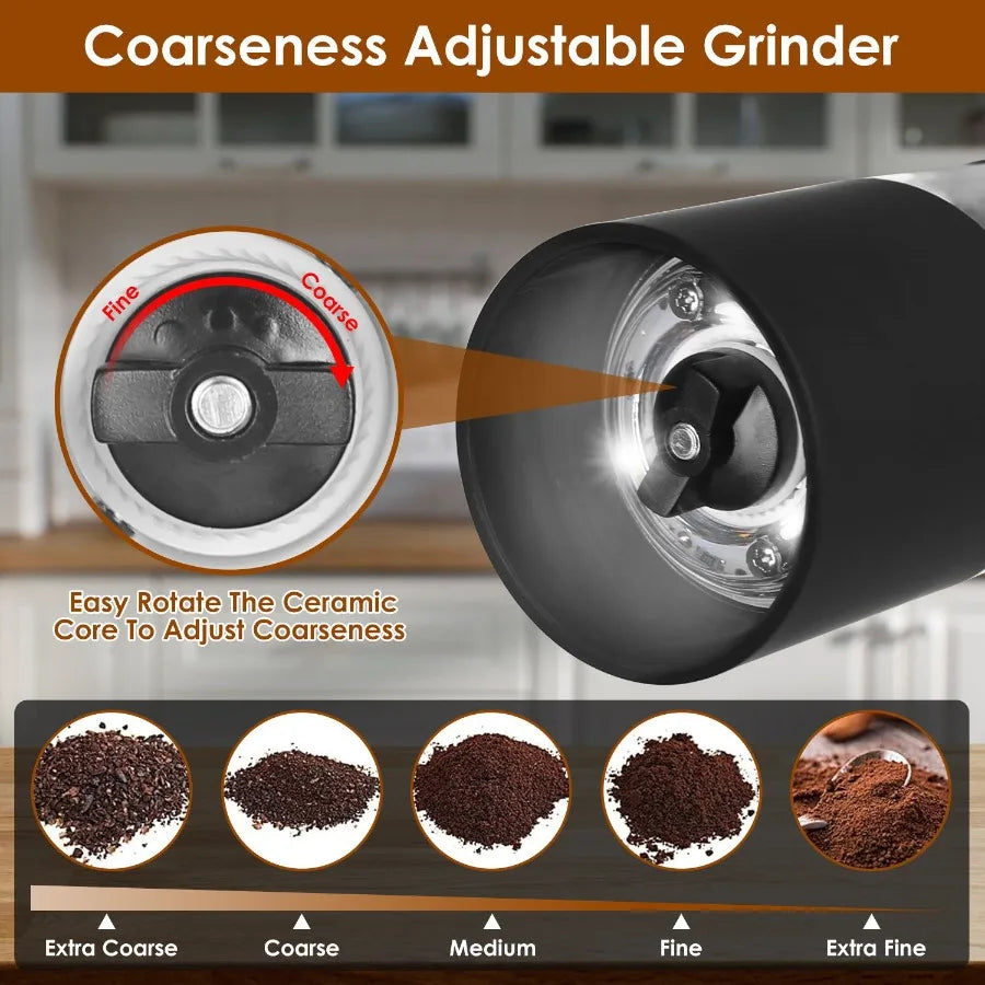 2Pcs Electric Salt and Pepper Grinder Battery Powered