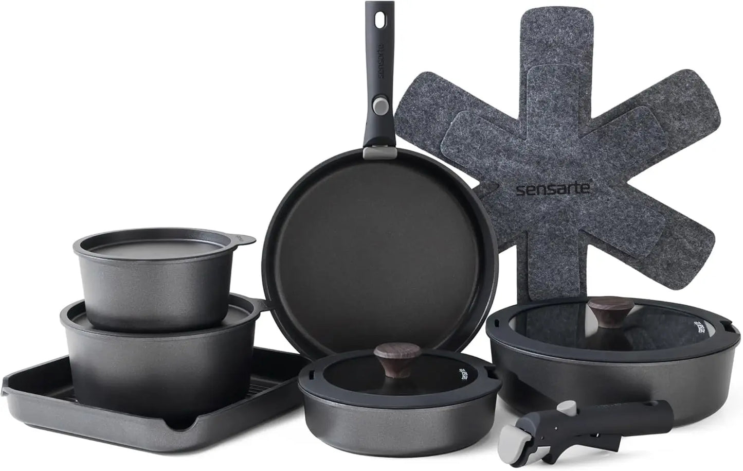 17 Piece Ceramic Pots and Pans Set, Nonstick