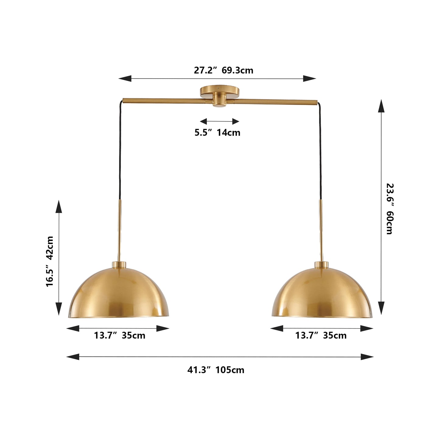 Industrial Modern Copper Color Double Pendant Light，