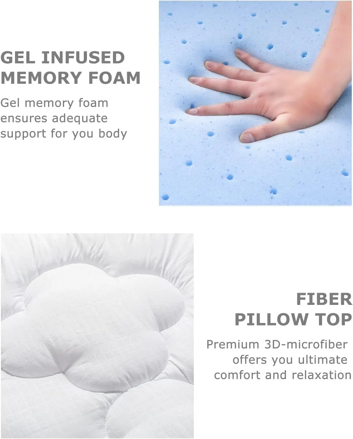 BedStory 4 Inch Mattress Topper - Twin/Full/Queen/King,