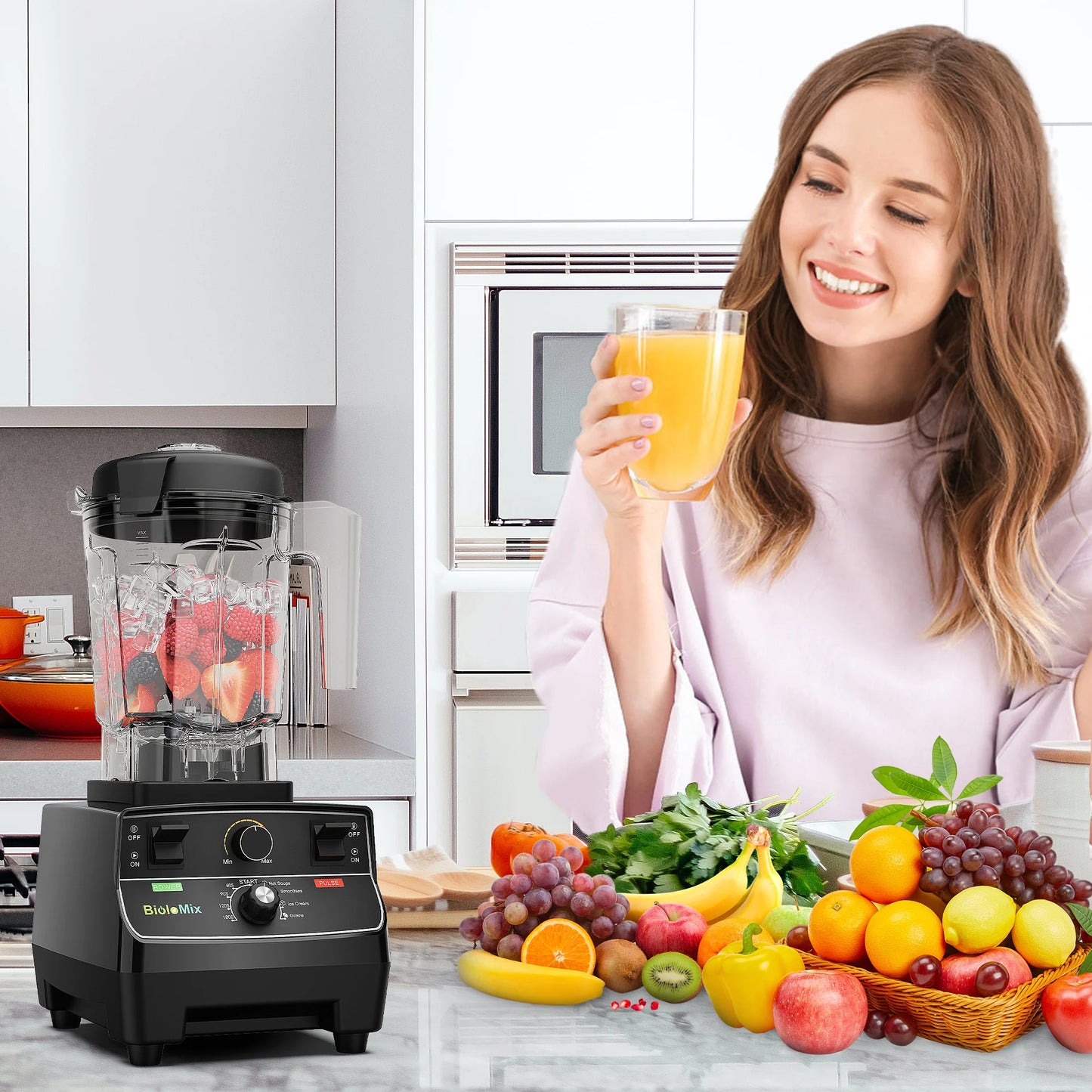 BioloMix 2200W Professional Smart Timer Pre-programed Blender,