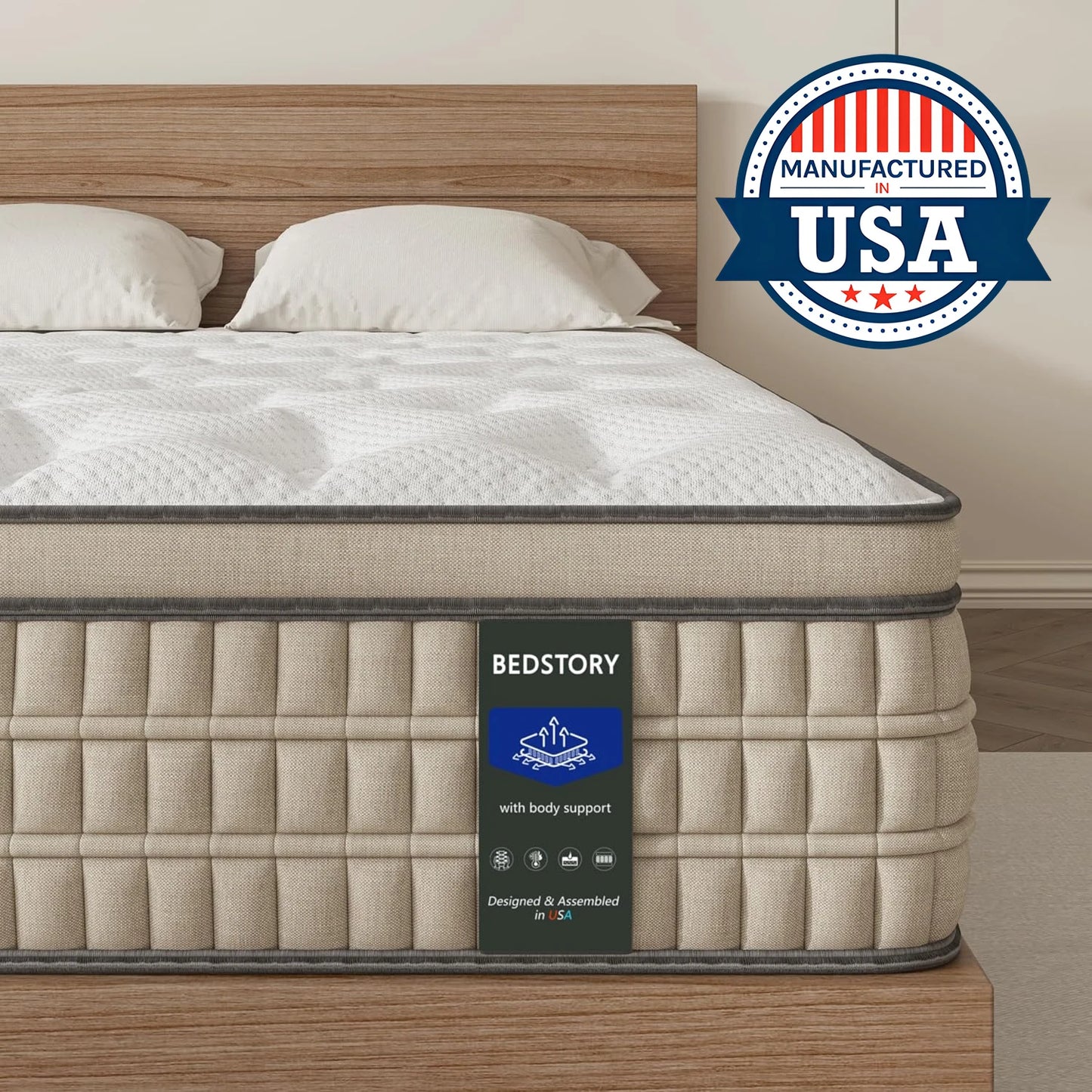 BedStory 12 Inch Full/King Hybrid Gel Memory Foam Mattress, Queen Size