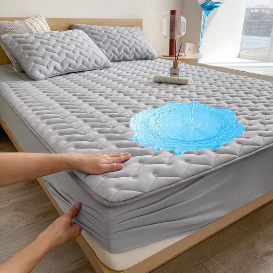 3pcs Waterproof Bedding Set 1pc Mattress Cover 2pcs Pillowcase Soft C