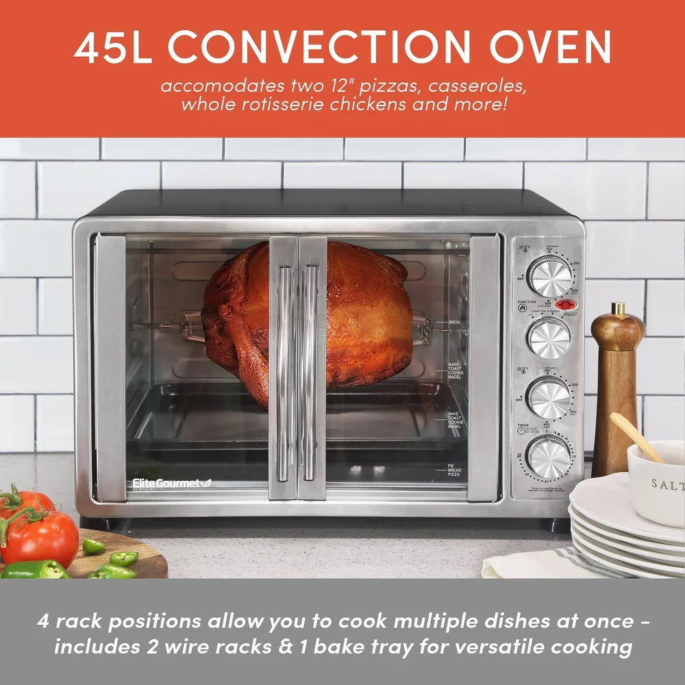 Double Door Countertop Microwave Oven Convection Rotisserie