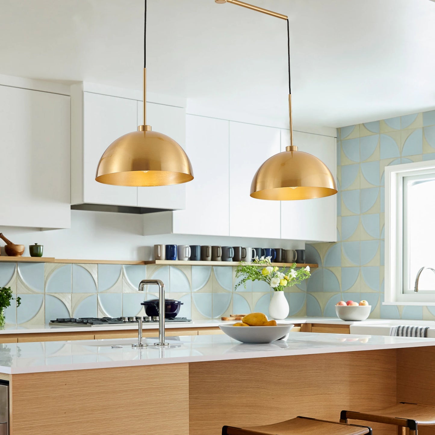 Industrial Modern Copper Color Double Pendant Light，