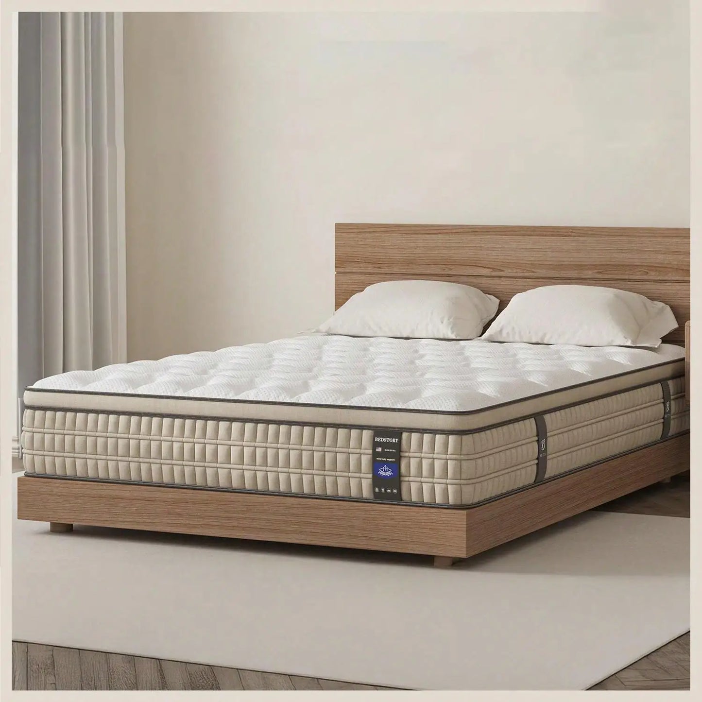 BedStory 12 Inch Full/King Hybrid Gel Memory Foam Mattress, Queen Size