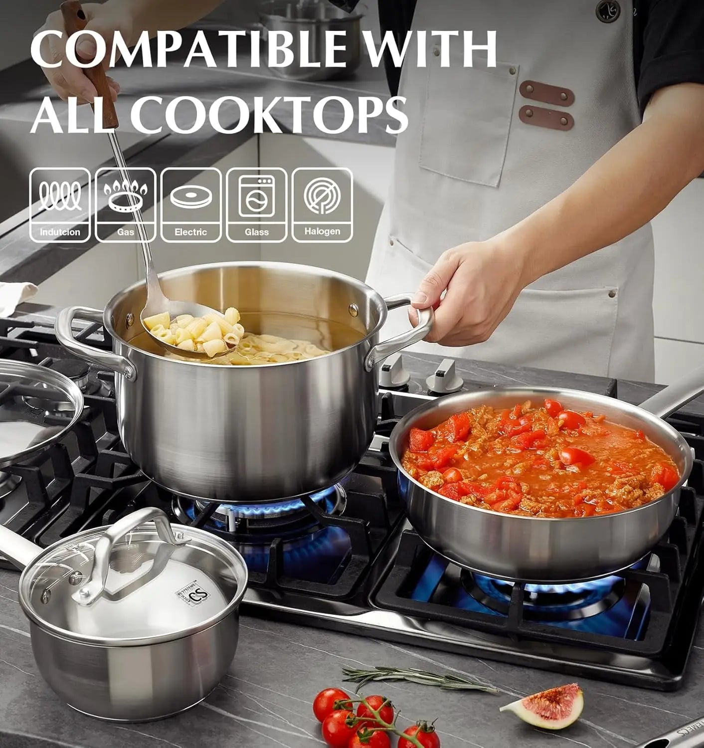 KOCH SYSTEME CS 10 Piece Stainless Steel Pots and Pans Set,