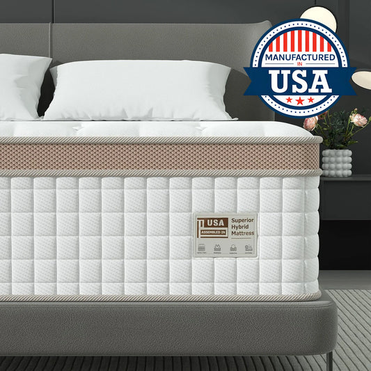 BedStory 14'' Full/King/Queen Size Mattress, Luxury Hybrid Mattress,