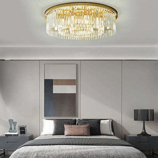Modern Chandelier Crystal Light Fixture LED Hanging Flush Mount