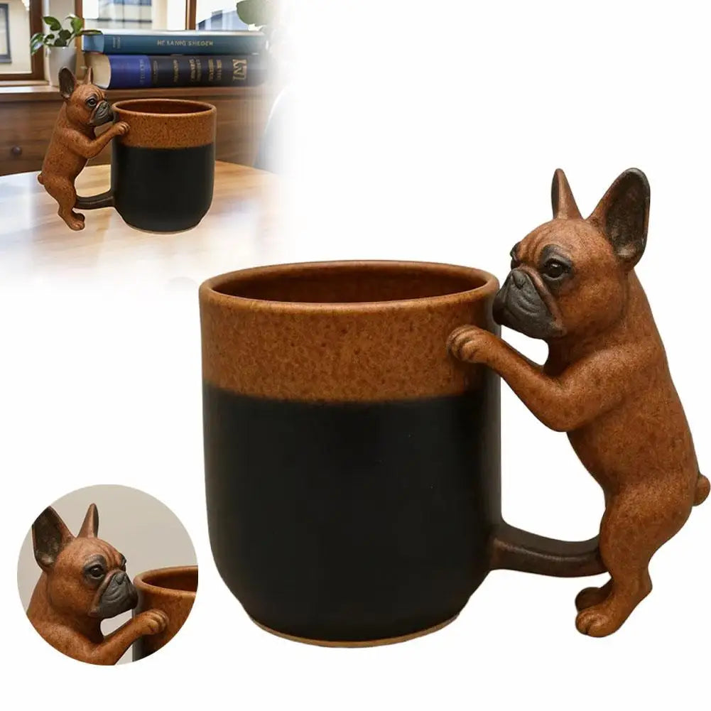 Cute Dog Handle Ceramic Mug Large Capacity Creative Dog Handle
