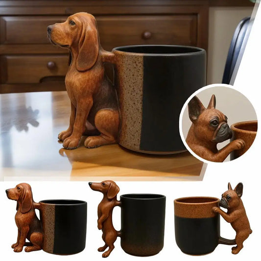 Cute Dog Handle Ceramic Mug Large Capacity Creative Dog Handle