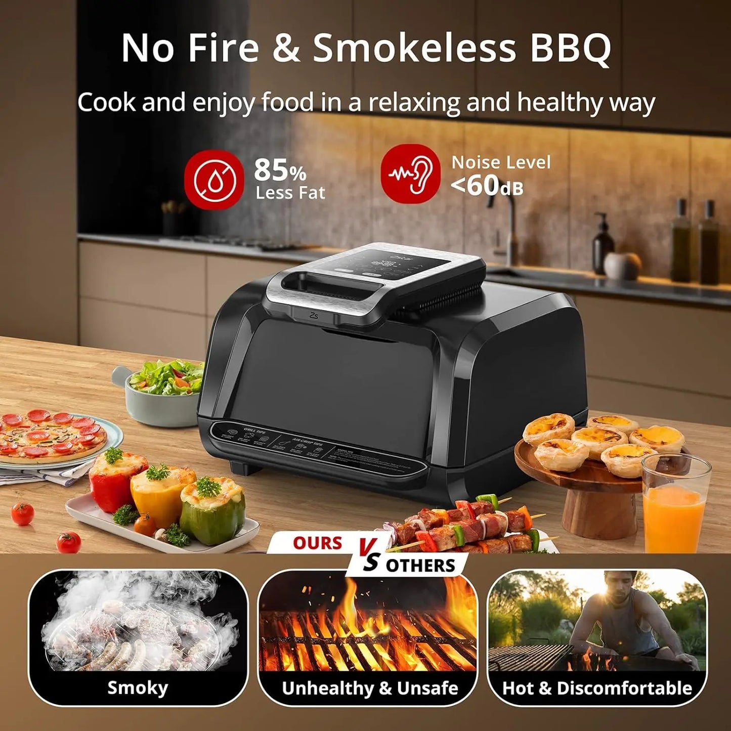 4QT 1750W Grill Air Fryer Combo