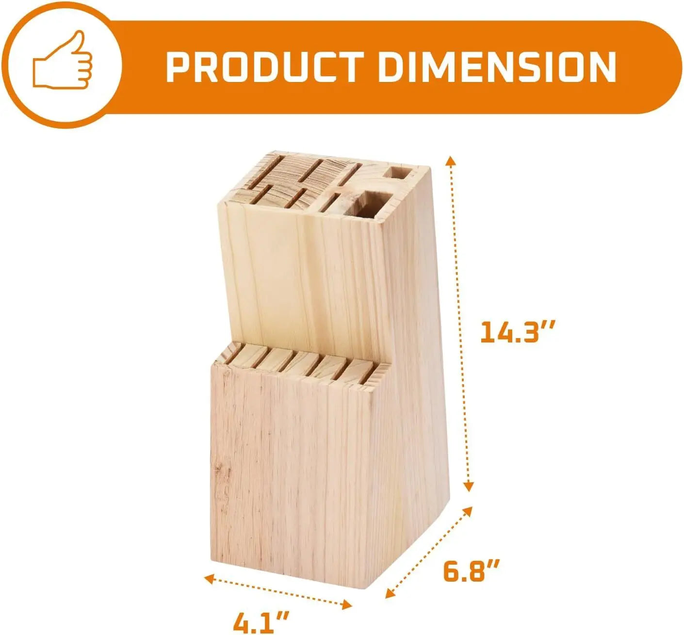 Kitchen Knife Set with Solid Wood Holder 15pcs Stainless Steel