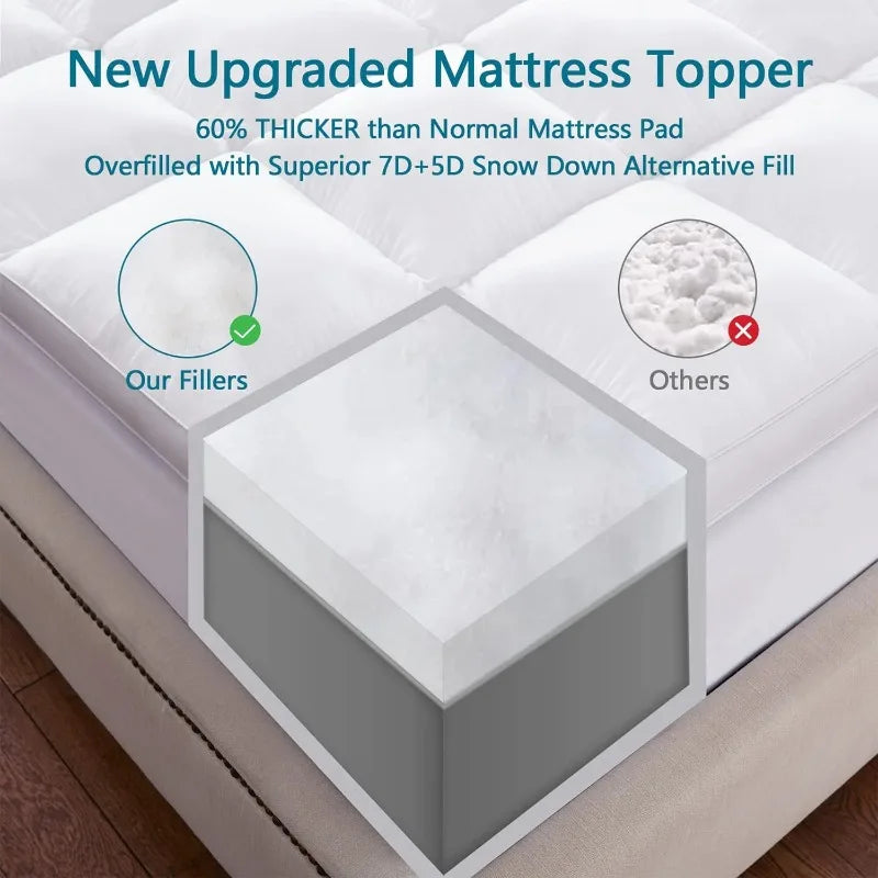 INGALIK Queen Mattress Topper, 400TC Extra Thick Cooling