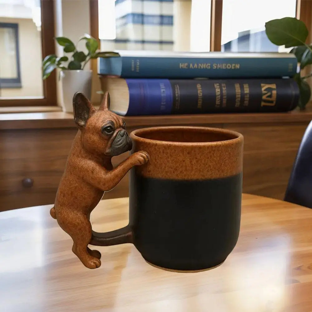 Cute Dog Handle Ceramic Mug Large Capacity Creative Dog Handle