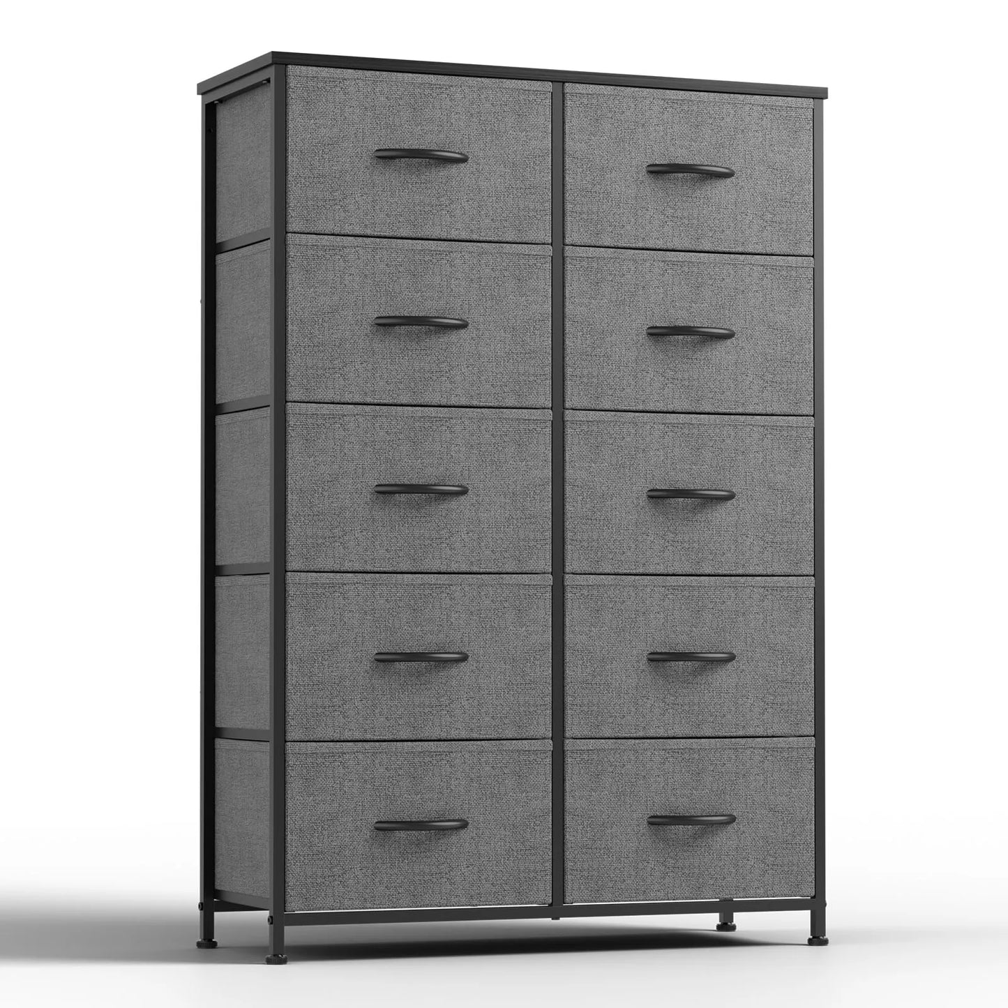 JHK Bedside Table For Bedroom With 10 Fabric Drawers