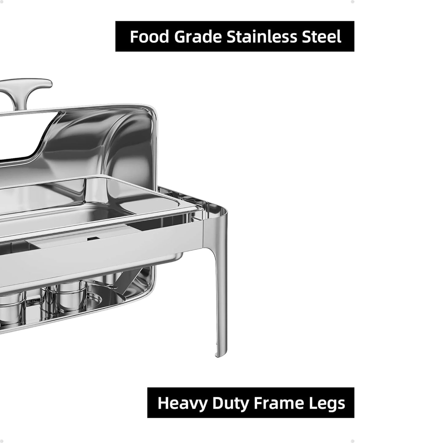 Chafing Dish 9QT Stainless Steel Roll Top