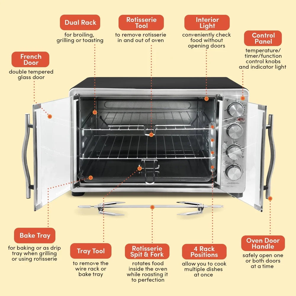Double Door Countertop Microwave Oven Convection Rotisserie