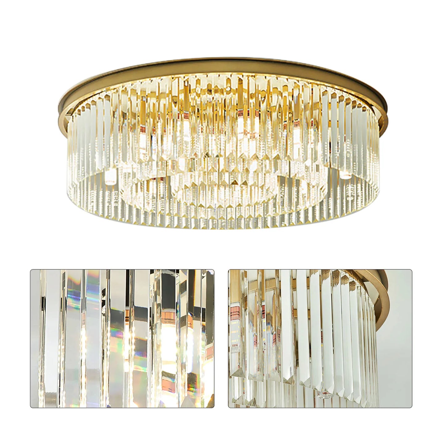 Modern Chandelier Crystal Light Fixture LED Hanging Flush Mount