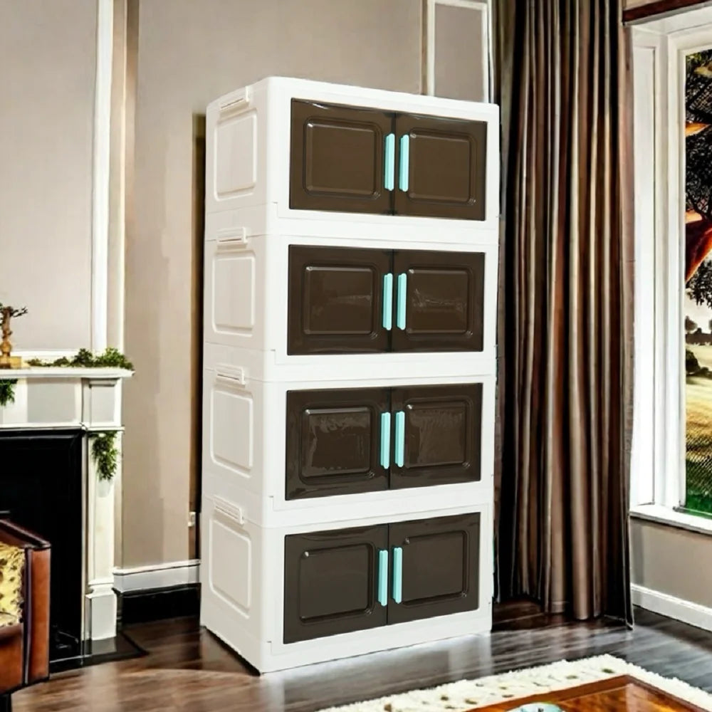 5-Tier Foldable Storage Organizer with 4 Swivel Wheels,