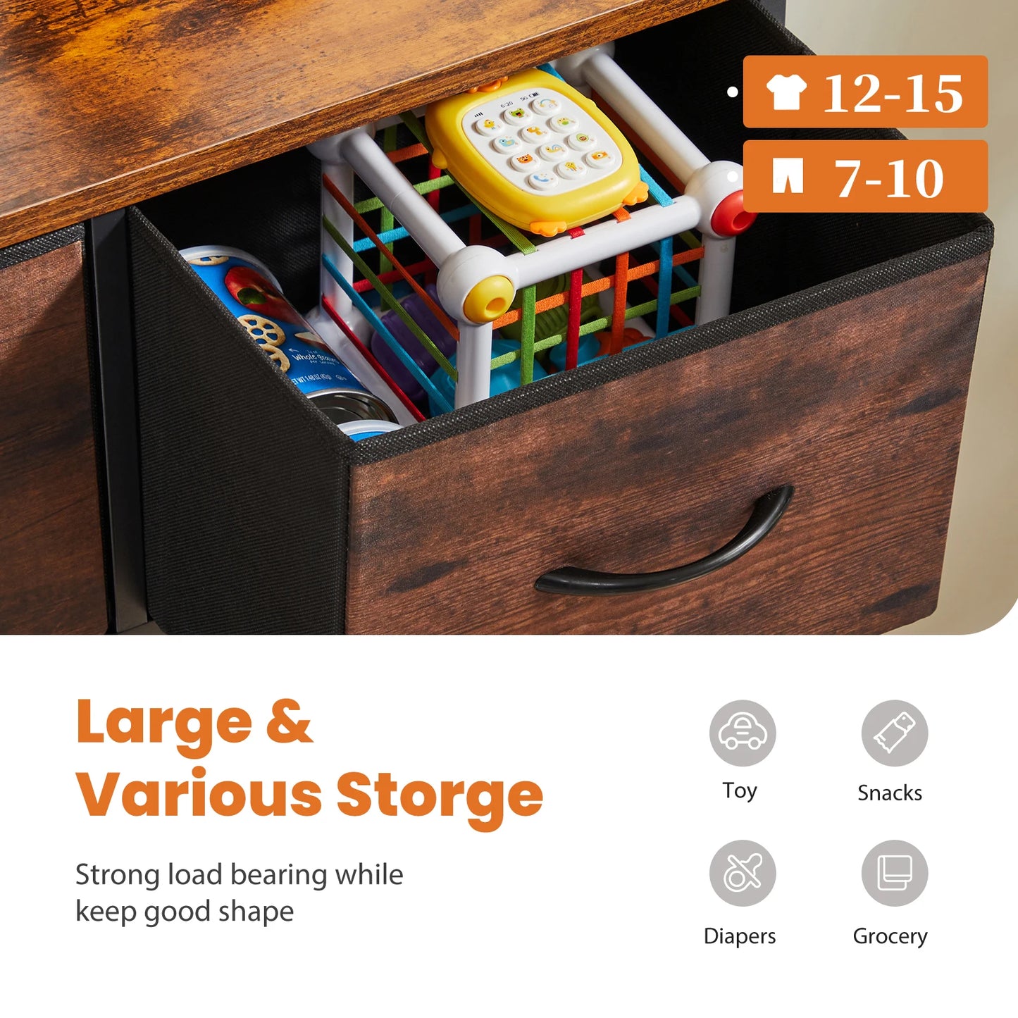 JHK Dresser For Bedroom With 9 Fabric