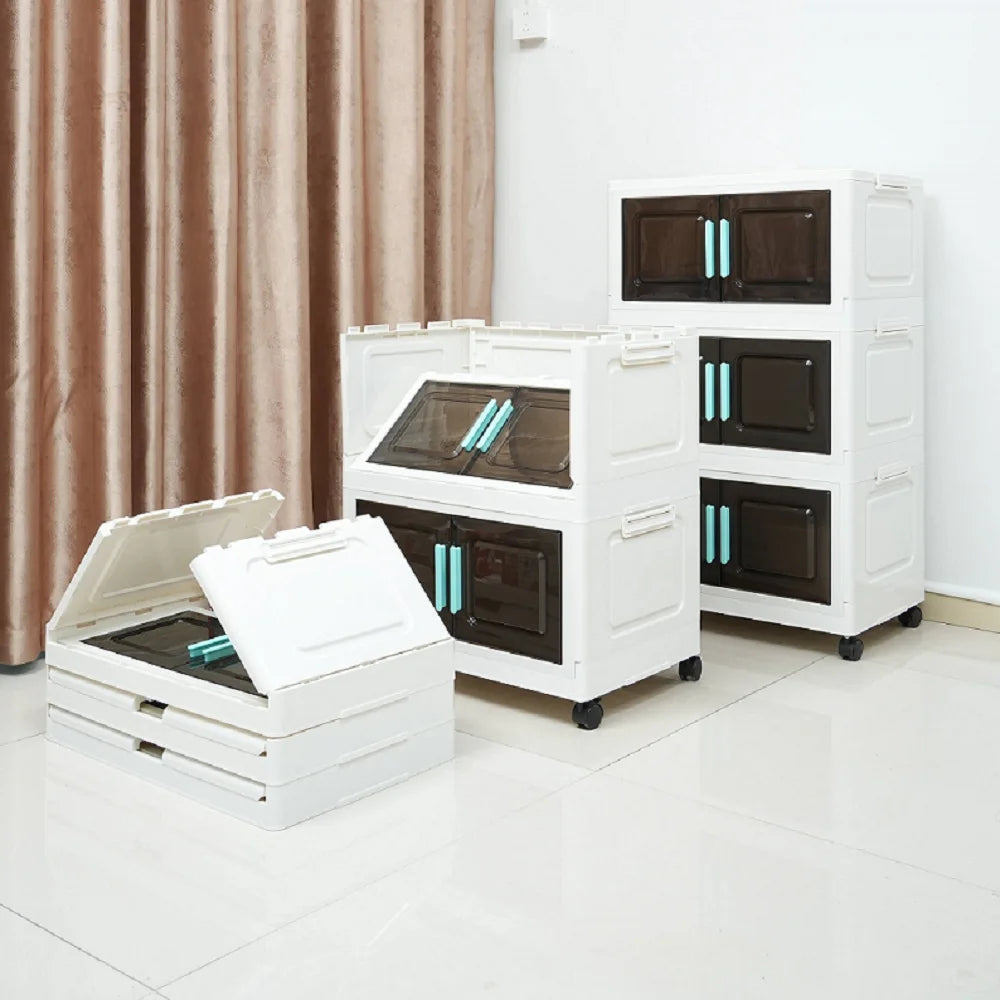 5-Tier Foldable Storage Organizer with 4 Swivel Wheels,