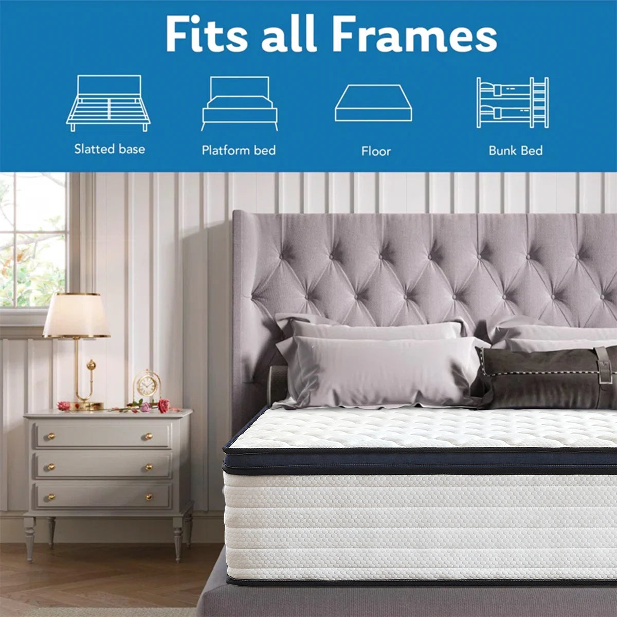 Queen Size Mattress Gel Memory Foam Hybrid Mattress ,